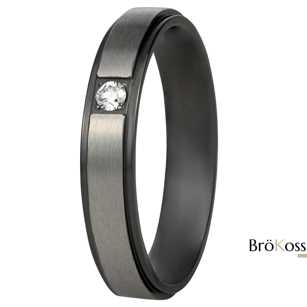 Alianzas de hombre zirconio gris y negro con diamante talla brillante brokoss anillo con diamantes