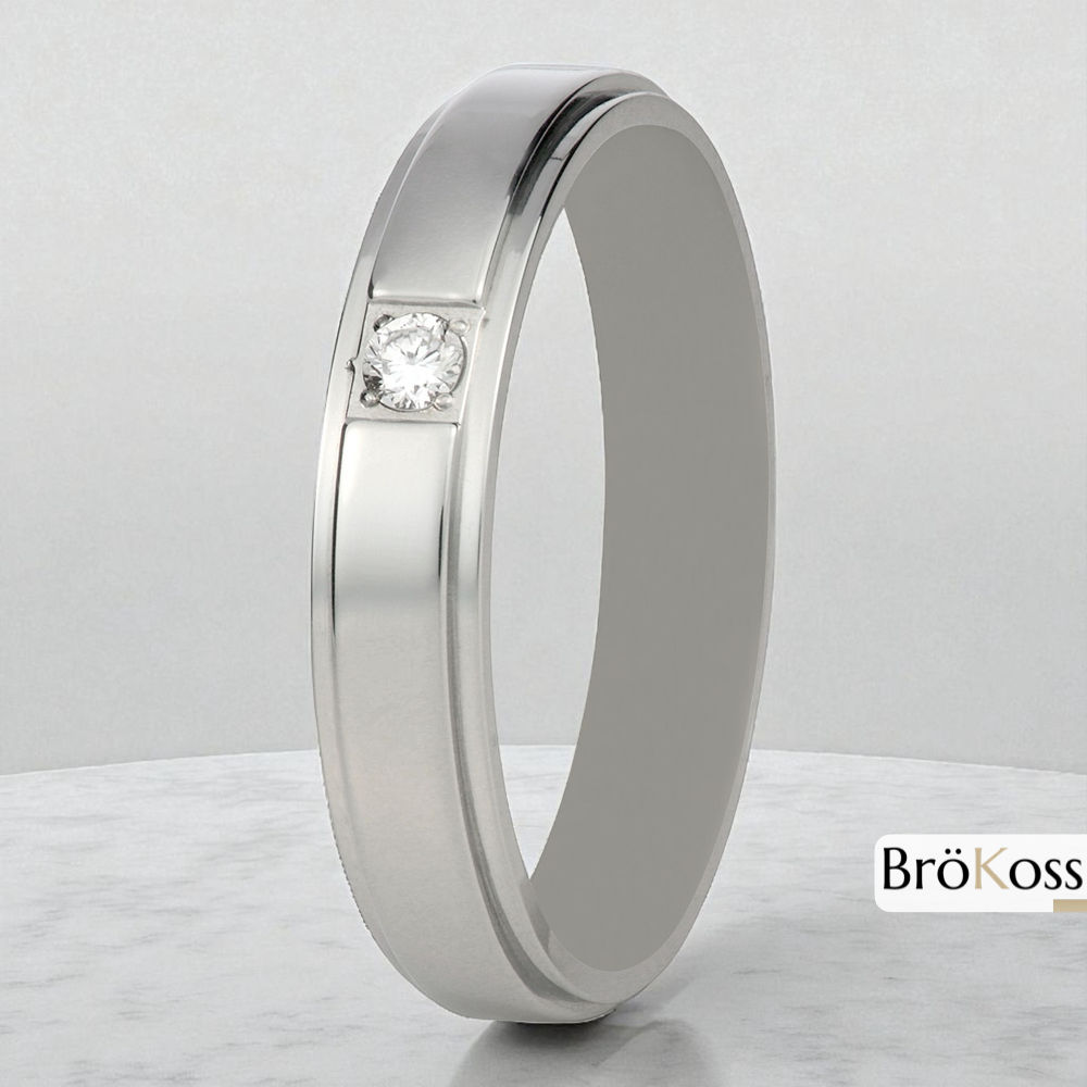 Anillo hombre de zirconio gris con diamante talla brillante 0.06 ct