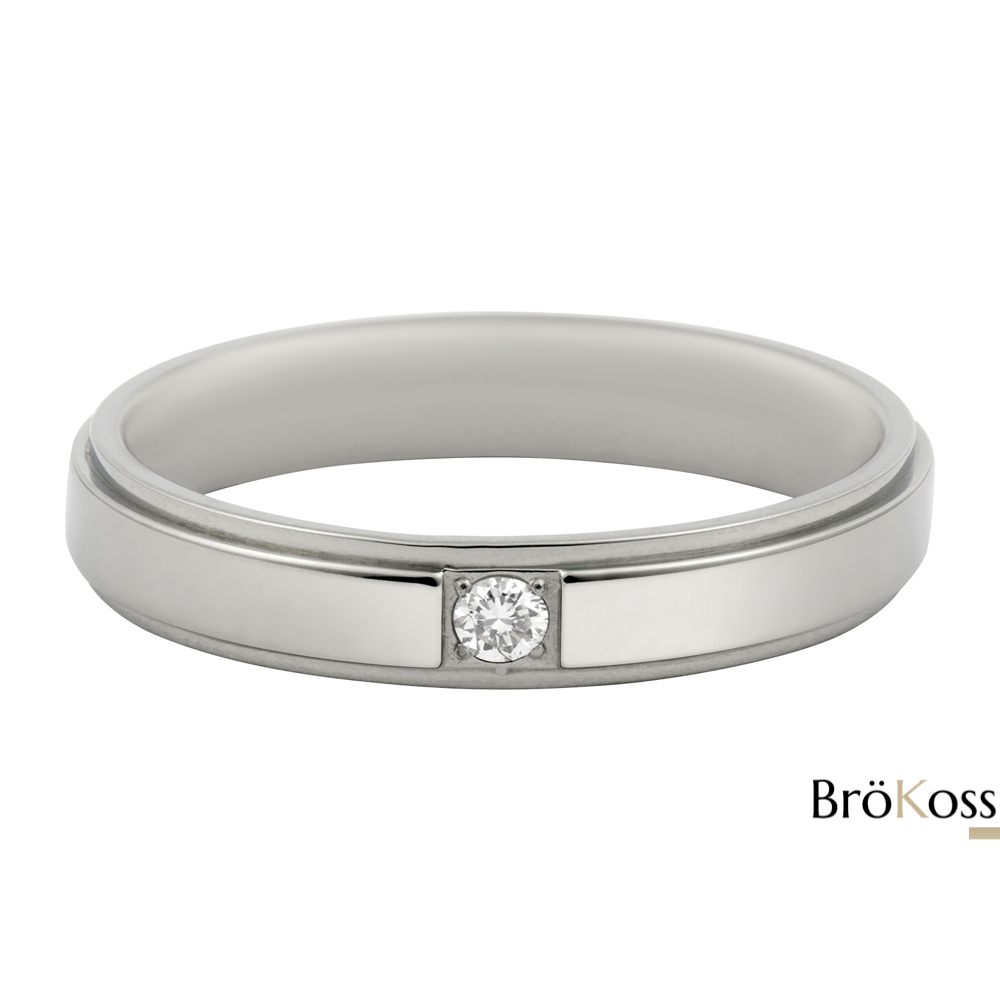Anillo hombre de zirconio gris con diamante talla brillante 0.06 ct