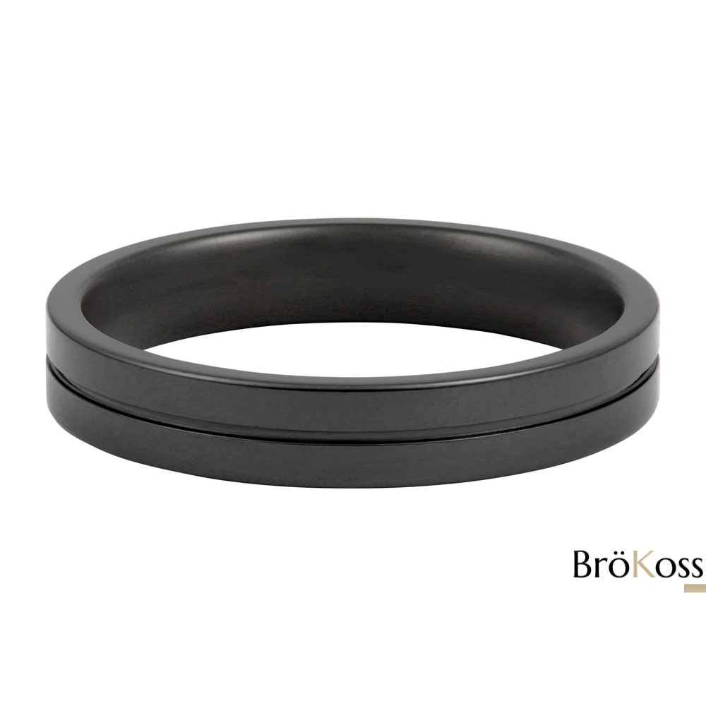 Anillo hombre negro zirconio con línea central Brokoss