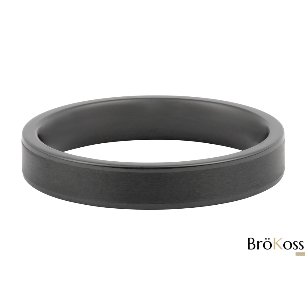 Anillo para hombre negro zirconio bordes pulidos 4.5 mm nautron