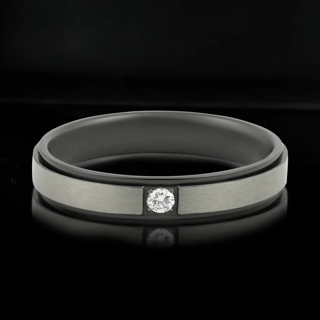 anillo negro para hombre con diamante brokoss joyeria