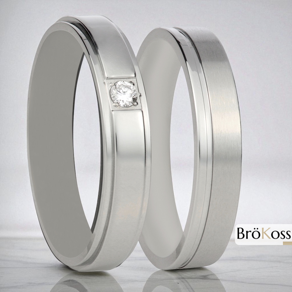 Alianzas de hombre en zirconio gris con y sin diamante