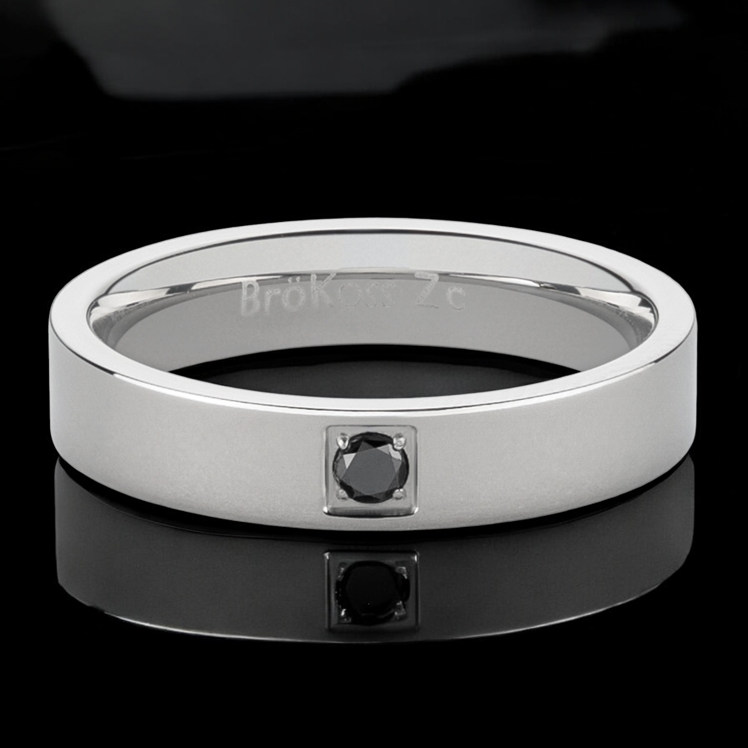 Anillo con piedra negra para hombres únicos, zirconio gris con diamante negro, fondo elegante