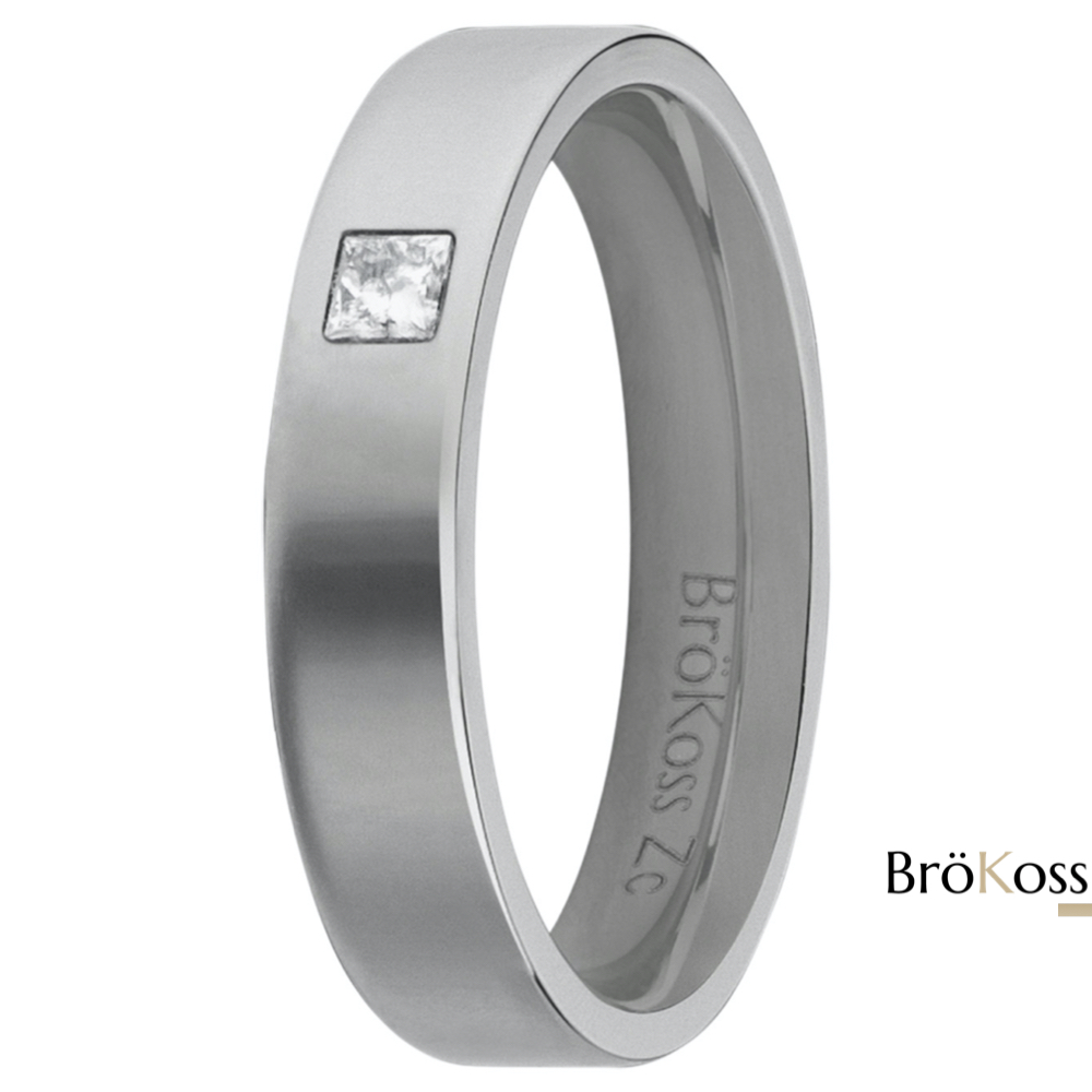 Anelli anello da uomo fidanzamento – Anello di fidanzamento diamante solitario per uomo con diamante bianco quadrato in zirconio grigio lucidato Brokoss