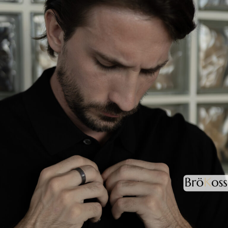 Anillo de compromiso para hombres, elegante anillo negro con diamante negro y piedra negra