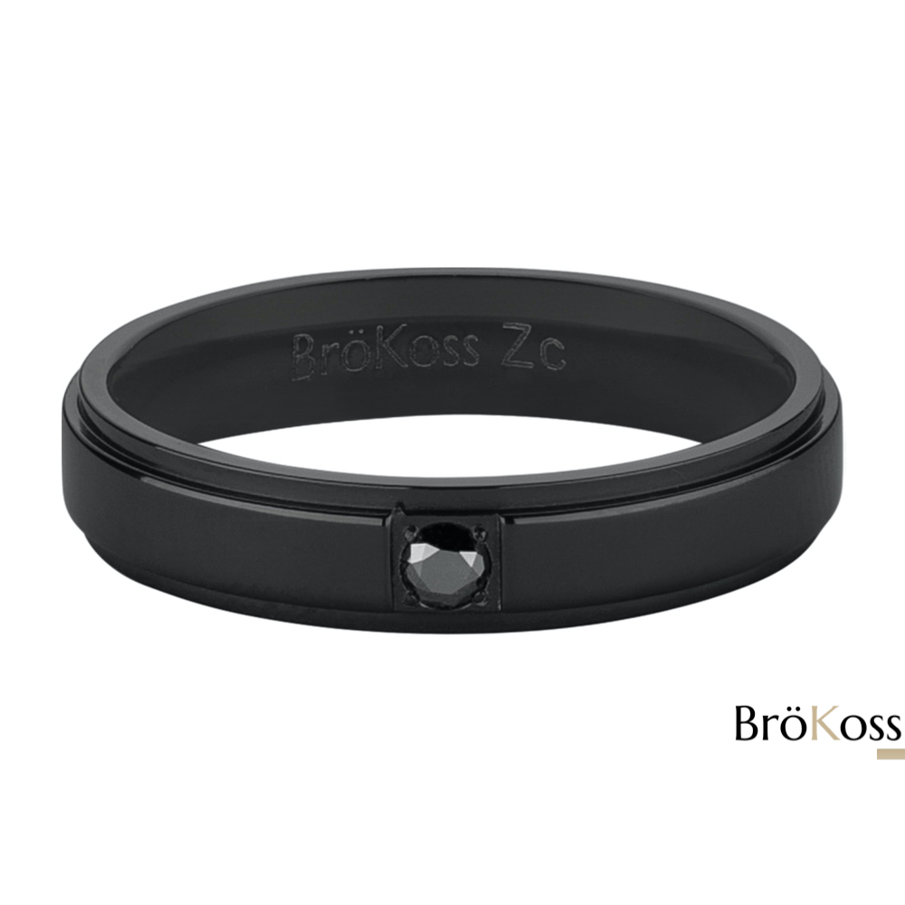 Anillo pedida hombre acostado en zirconio negro con diamante, estilo masculino