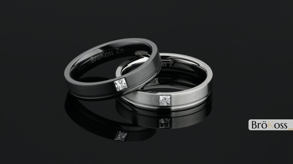 Anillos de zirconio negro y gris para hombre – resistentes y elegantes