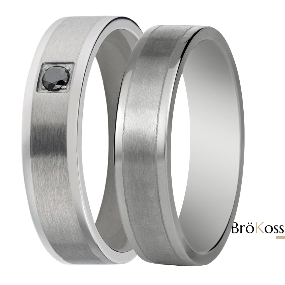 Mabro Titanium Carbon Fiber Wedding Ring Set – Pair, Black Silver, 6mm, Zirconia Accents, Unisex