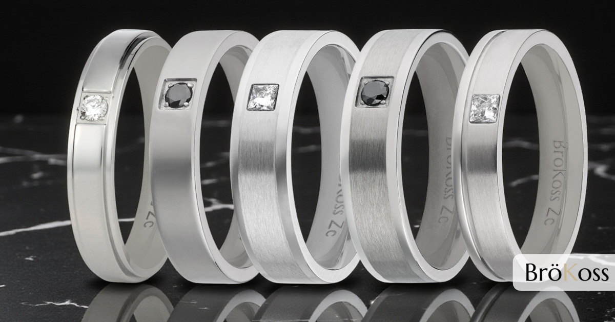 Fede con diamante uomo in zirconio nero