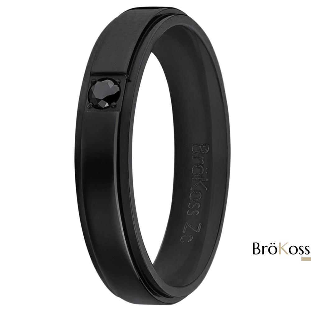 Alianzas Negras Hombre y Mujer – Zirconio Negro con Diamante Negro - Imagen 5