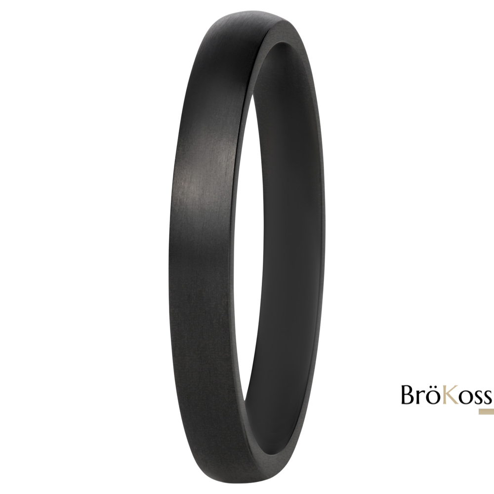 Alianza femenina negra lisa en zirconio negro con acabado mate, elegante y minimalista