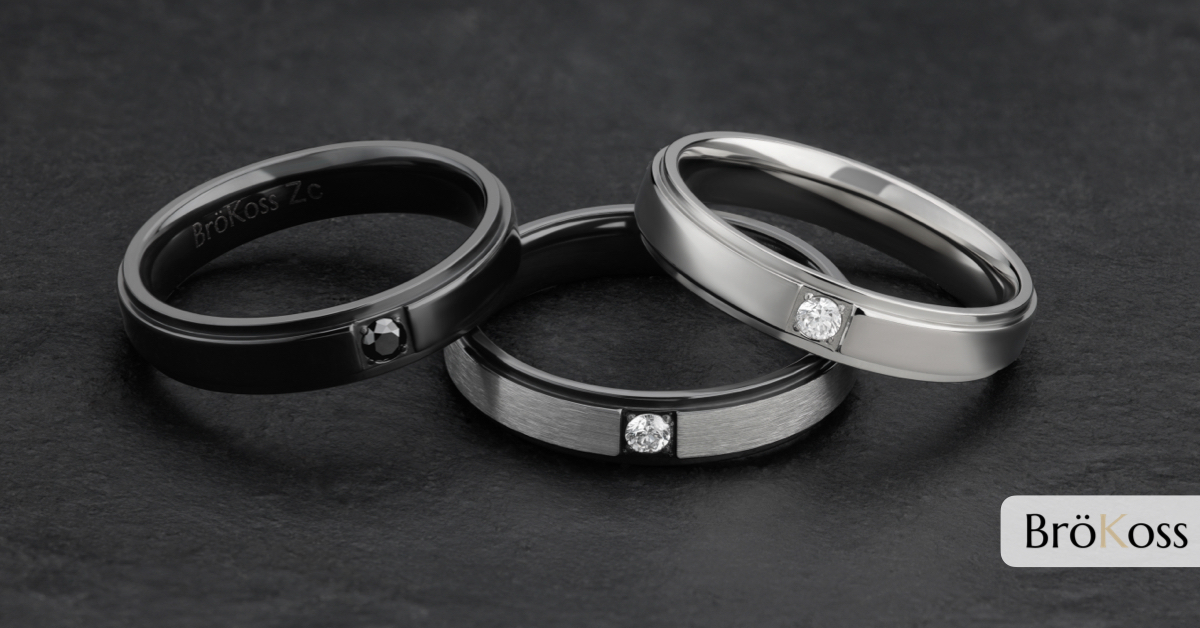 Alianza moderna para hombre con diamantes blancos y negros anillo y anillos con brillantes