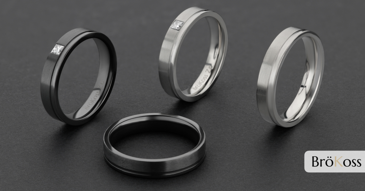 Anillo de compromiso masculino zirconio negro con diamante blanco BröKoss