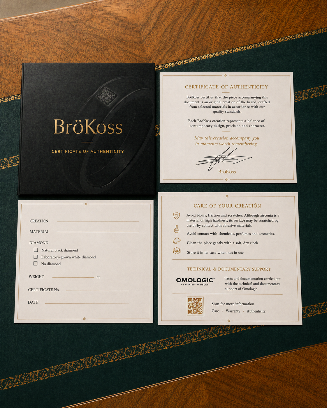Certificato di autenticità BröKoss che accompagna una creazione originale