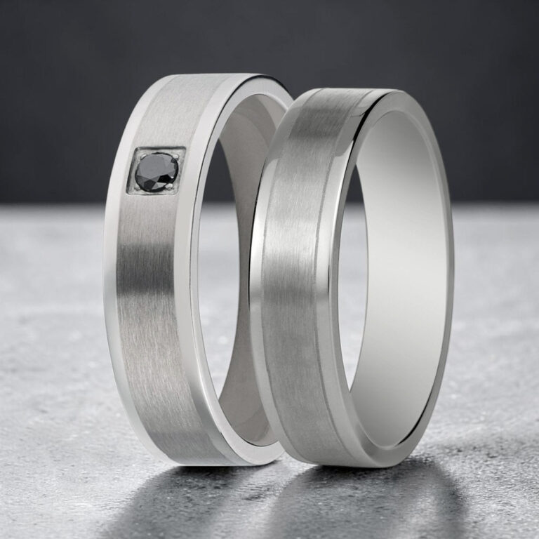 Dos alianzas de zirconio gris para hombre BröKoss