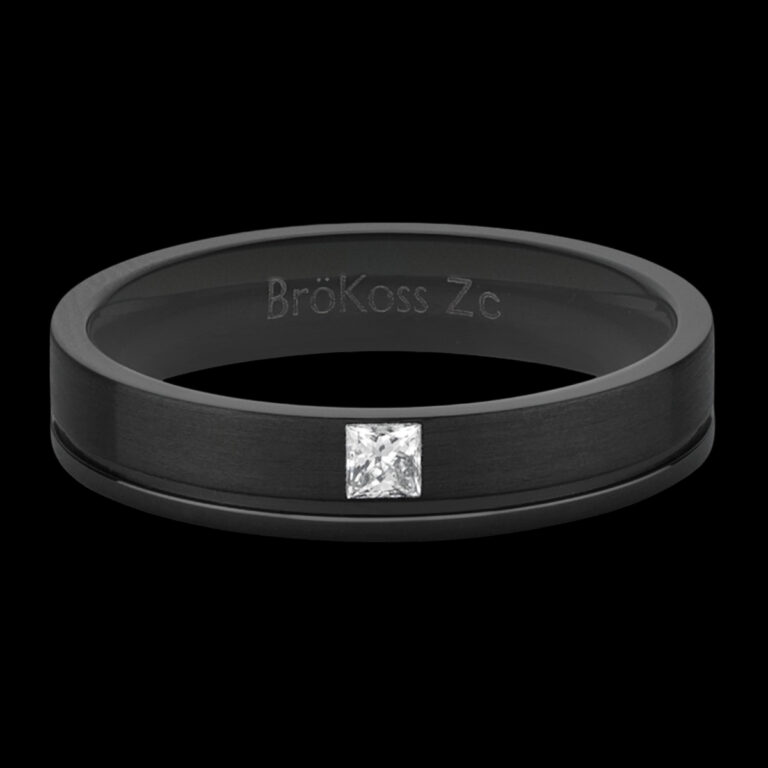 Anillo negro de zirconio para hombre con diamante BröKoss