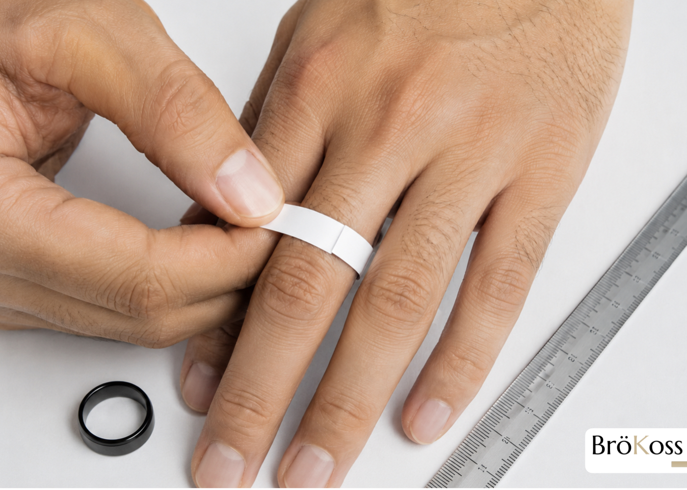 Cómo medir la talla de un anillo en casa rodeando el dedo con una tira de papel