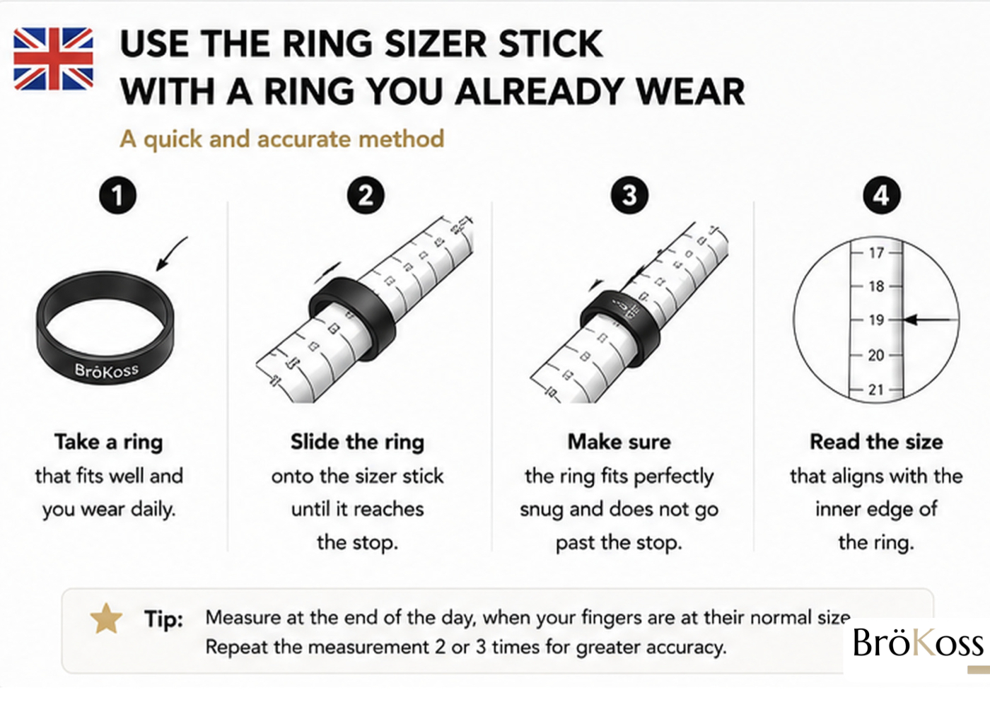 How to measure a ring size using a professional jeweller's ring mandrel